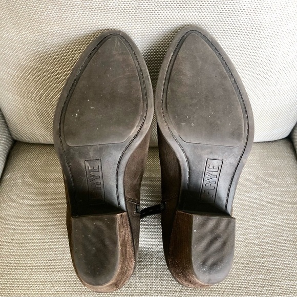 Frye Judith Zipper Booties in Dark Brown Leather Size 6 - Picture 8 of 9